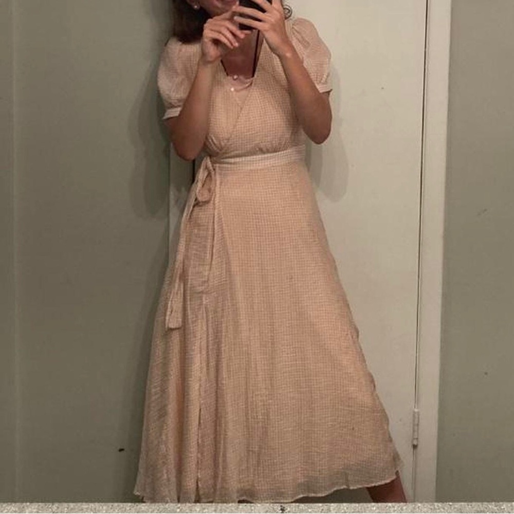 **SOLD** Pink Gingham Wrap Dress